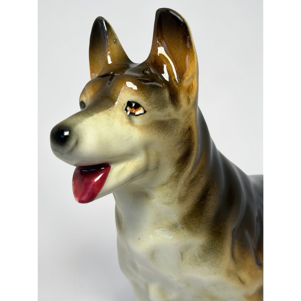 Vintage German Shepherd Ceramic Dog Figurine Standing Japan Black Tan 8 Inch - Picture 10 of 14